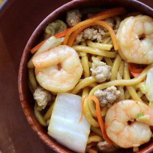 Pancit Miki Guisado with Shrimp and Minced Pork
