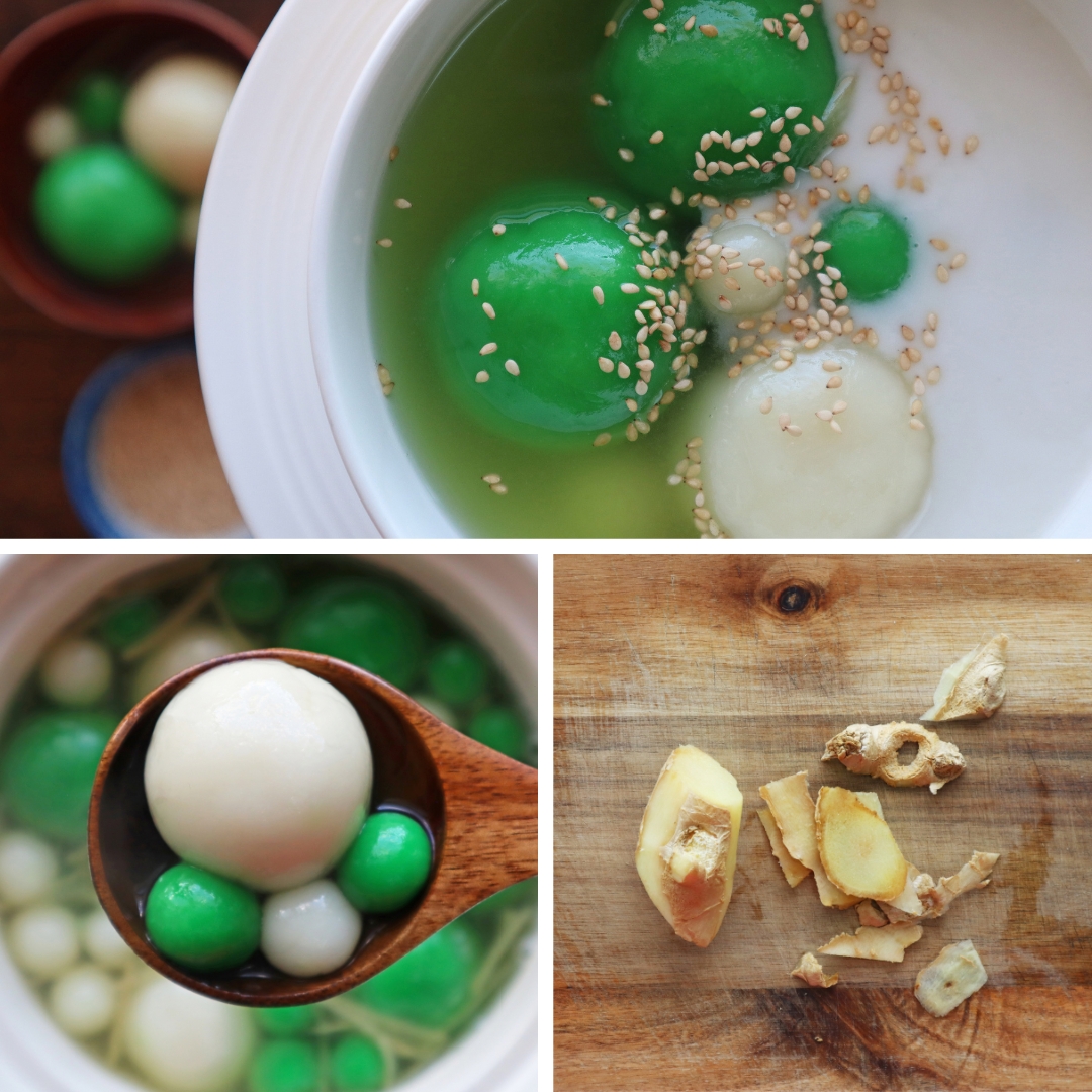 Jade & Ivory Glutinous Rice Dumplings in Ginger Syrup (Chè Trôi Nước Lục Bạch)